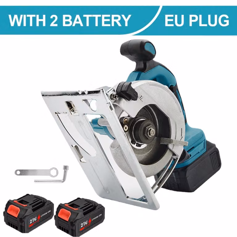 Seghe circolari - Seghe circolari a batteria - 21 V - Motore brushless - 1000 W - Angolo di taglio regolabile - 2 batterie