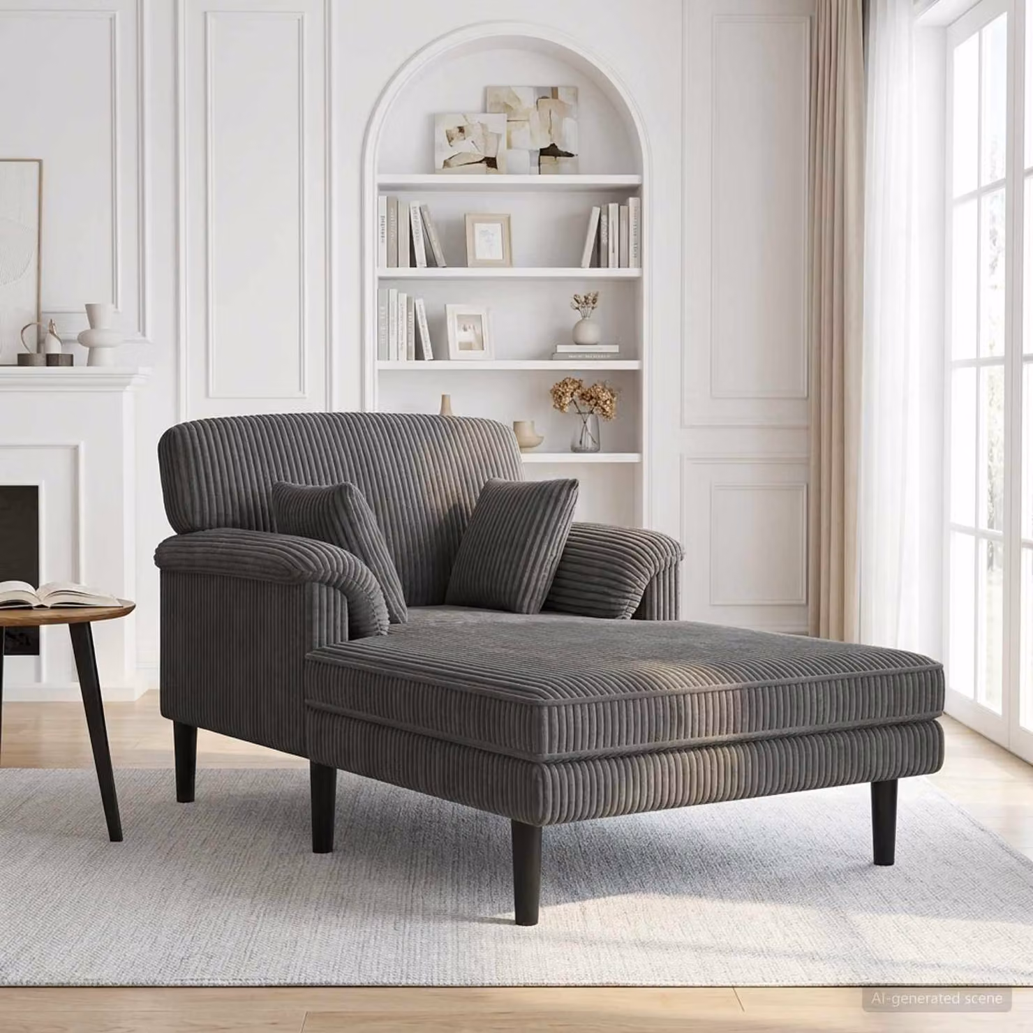 vidaXL Chaise longue moderna a forma di L in velluto a coste grigio chiaro con coperture rimovibili e cuscini inclusi L/P/H: 174 x 101 x 90 cm
