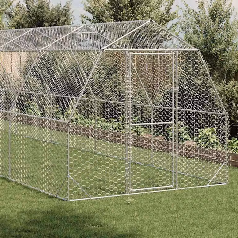 vidaXL Recinto per Polli 2,5x10x2,25 m in Acciaio Zincato