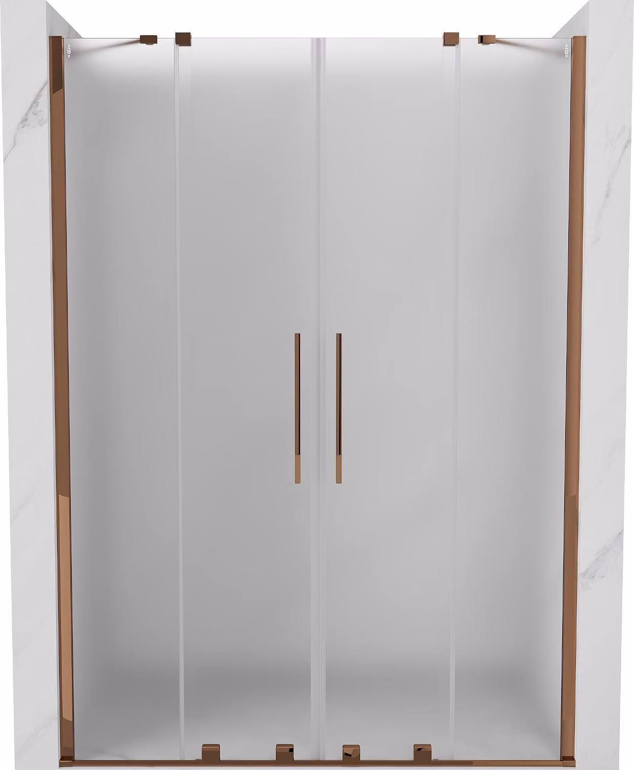 Mexen Velar Duo porte doccia scorrevoli 140 cm, ghiaccio, oro rosa - 871-140-000-32-60