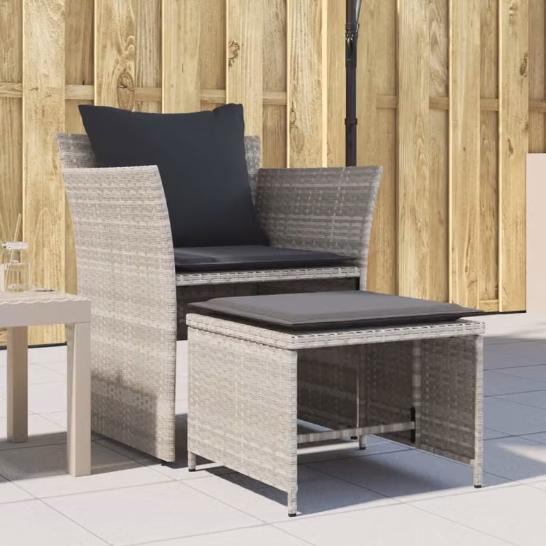vidaXL Sedia da Giardino con Poggiapiedi in Polyrattan e Metallo Grigio