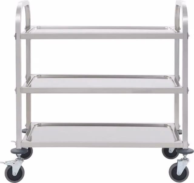 Carrello da cucina moderno DESIGN IN a 3 livelli in metallo argento con ruote L/P/H: 95 x 45 x 83,5 cm