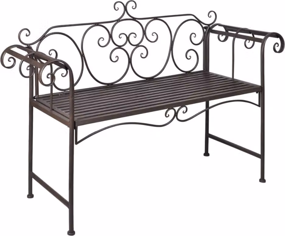 The Living Store Panca da giardino 132 cm in acciaio marrone antico