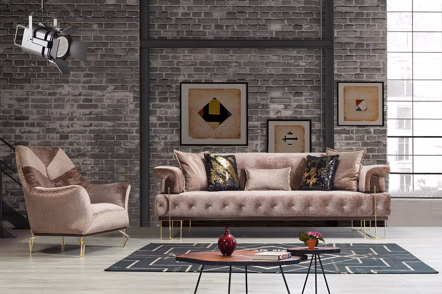 Braun Couch Sofa Garnitur 3+1 Sitz Chesterfield Wohnzimmer Polster Möbel