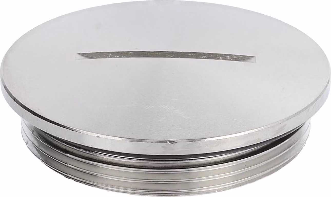 Tappo cieco WISKA M40x1,5 MBR-M40 rotondo con intaglio incl. O-ring ottone (CuZn) nichelato lunghezza filettatura 8,5 mm - 1 pezzo
