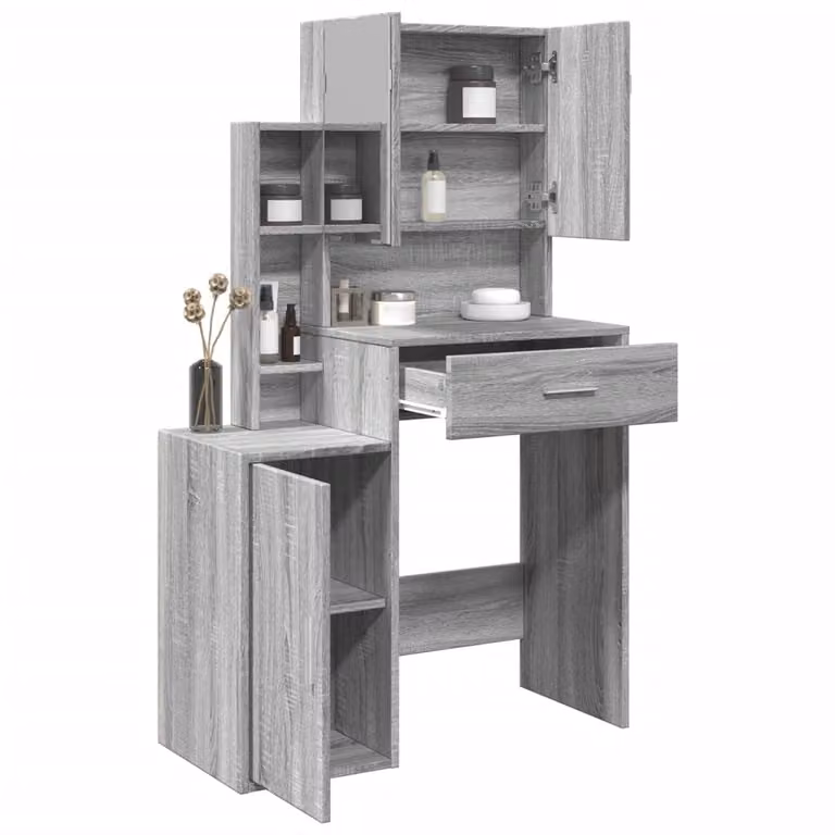 vidaXL Toeletta con Armadietto Grigio Sonoma L: 80 cm, P: 35 cm, H: 132 cm