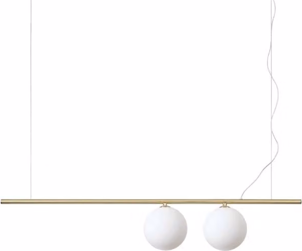 Lampada a sospensione Ideal-Lux Sp2 in ottone e vetro con perline color oro e trasparente