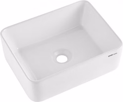 Lavandino da appoggio rettangolare VEVOR in ceramica bianca per bagno, L: 40,6 cm, P: 30,5 cm, H: 13,3 cm