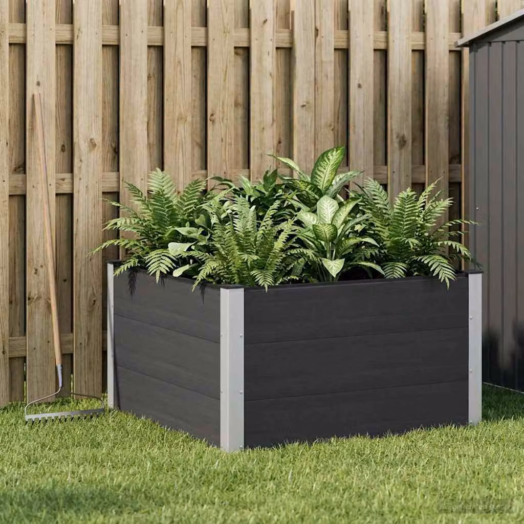 Letto rialzato da giardino vidaXL in WPC e alluminio Nero L: 100 cm, P: 100 cm, H: 54 cm