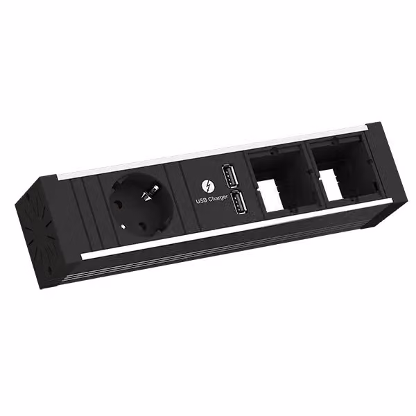 BACHMANN VENID 2x Schutzkontakt, 2x ABD 1x Caricatore USB, nero