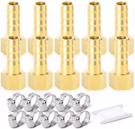 Morsetti metallici resistenti alla corrosione, set da 10 - 3/8 BSP x 6 mm - Ottone - Morsetti per tubi flessibili