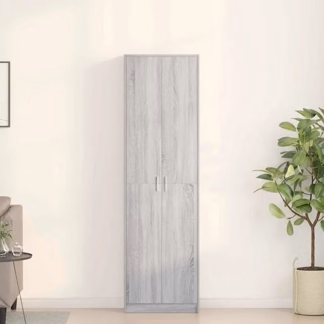 Guardaroba moderno vidaXL Grigio in MDF con ante a battente e ripiani interni L/P/H: 55 x 25 x 189 cm