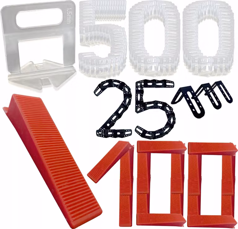 Set di livellamento per piastrelle 1 5mm 500 clip 100 cunei 25 angoli Utensile