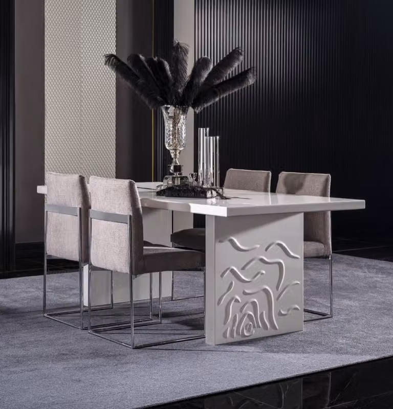 Weißer Esstisch aus Holz modern und stilvoll