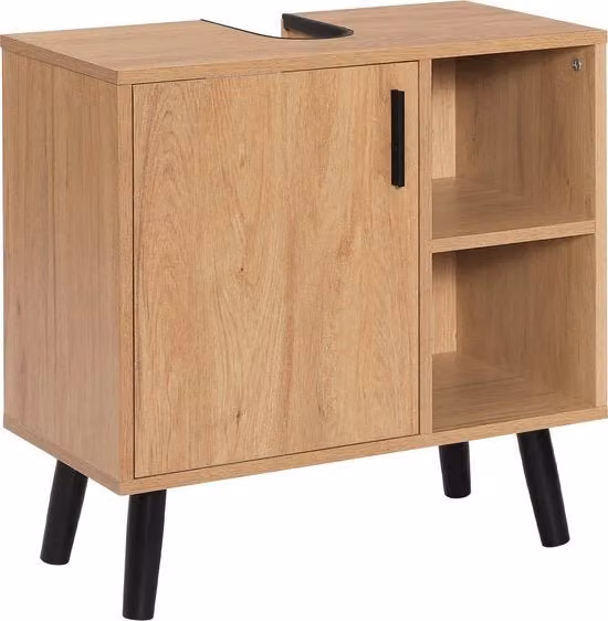 Mobile da bagno con cassetti e ripiani interni in legno nero L 60 x P 30 x H 60 cm