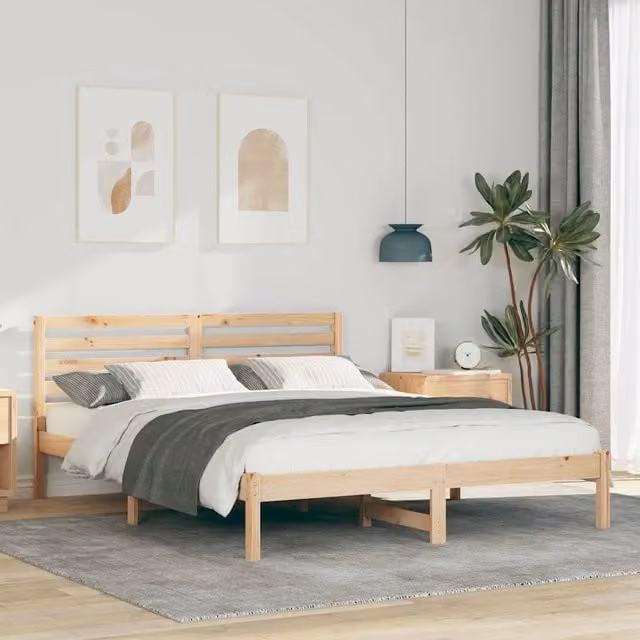 Giroletto in pino massello marrone con doghe fisse per letto L/P: 140 x 200 cm