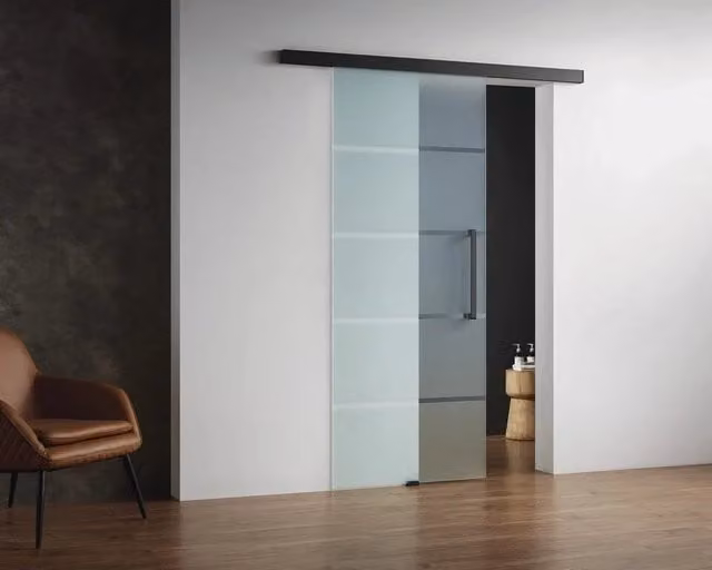 Porta scorrevole in vetro temperato 8 mm 85 cm - nero