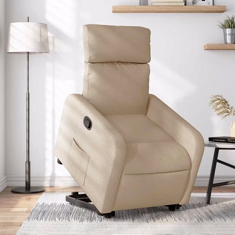 Poltrona Alzapersona Reclinabile vidaXL con Assistenza Elettrica in Tessuto Beige
