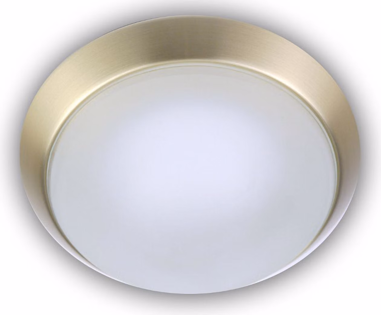elegante plafoniera in ottone opaco, lampada a soffitto in vetro satinato rotondo, Ø 25cm