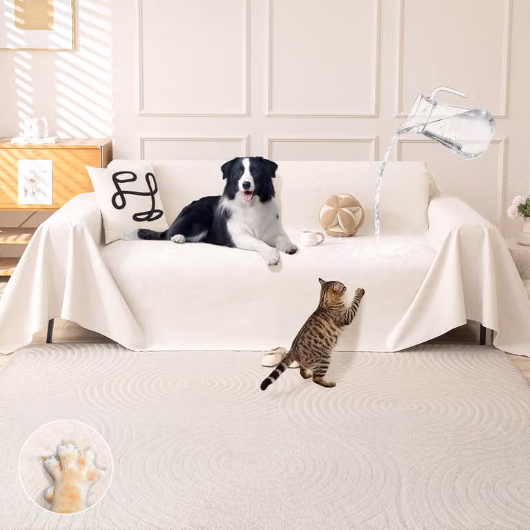 Elzusha - Copertura impermeabile per divano angolare, beige e bianco, 180x260 cm