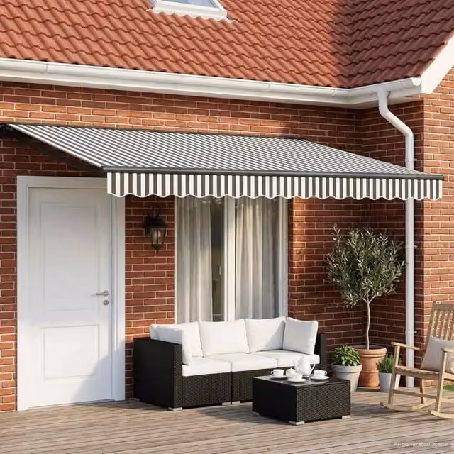 Tenda retrattile manuale Antracite e Bianco 4,5 × 3,5 m 3420465