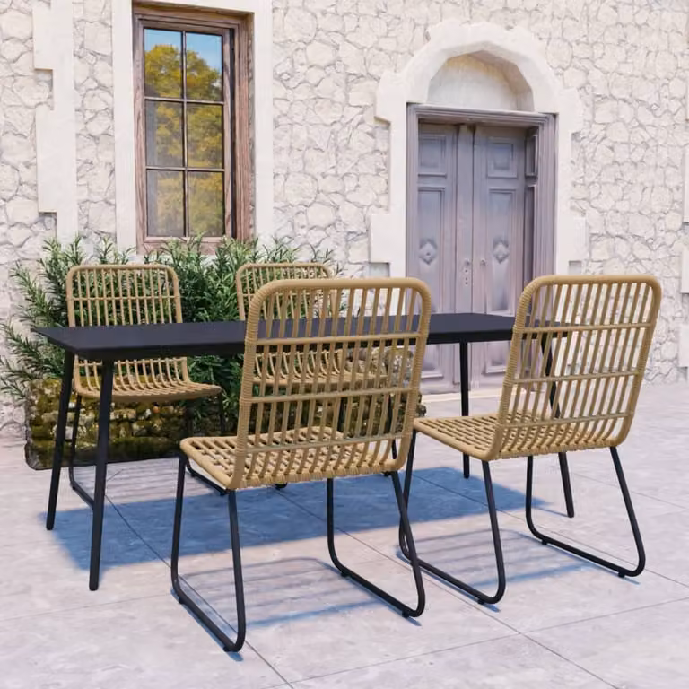 Maison Exclusive - Set da pranzo da giardino a 5 pezzi in rattan sintetico e vetro