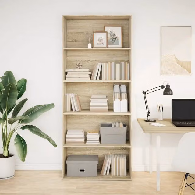 Libreria-Scaffale per Libri-Mobile di Stoccaggio Rovere Sonoma 80x30x189 cm in Legno Multistrato