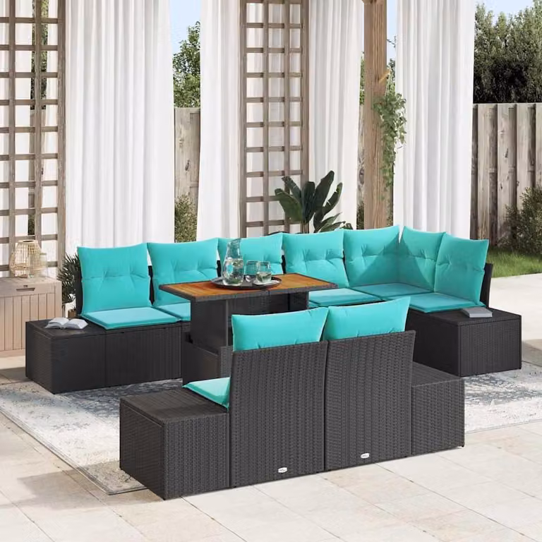 Maison Exclusive - Set da giardino composto da 9 pezzi, divano in rattan sintetico nero