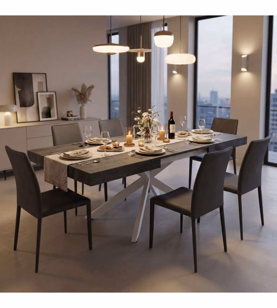 Cosma Tavolo Allungabile Antracite Effetto Legno 160/240 x 90 cm
