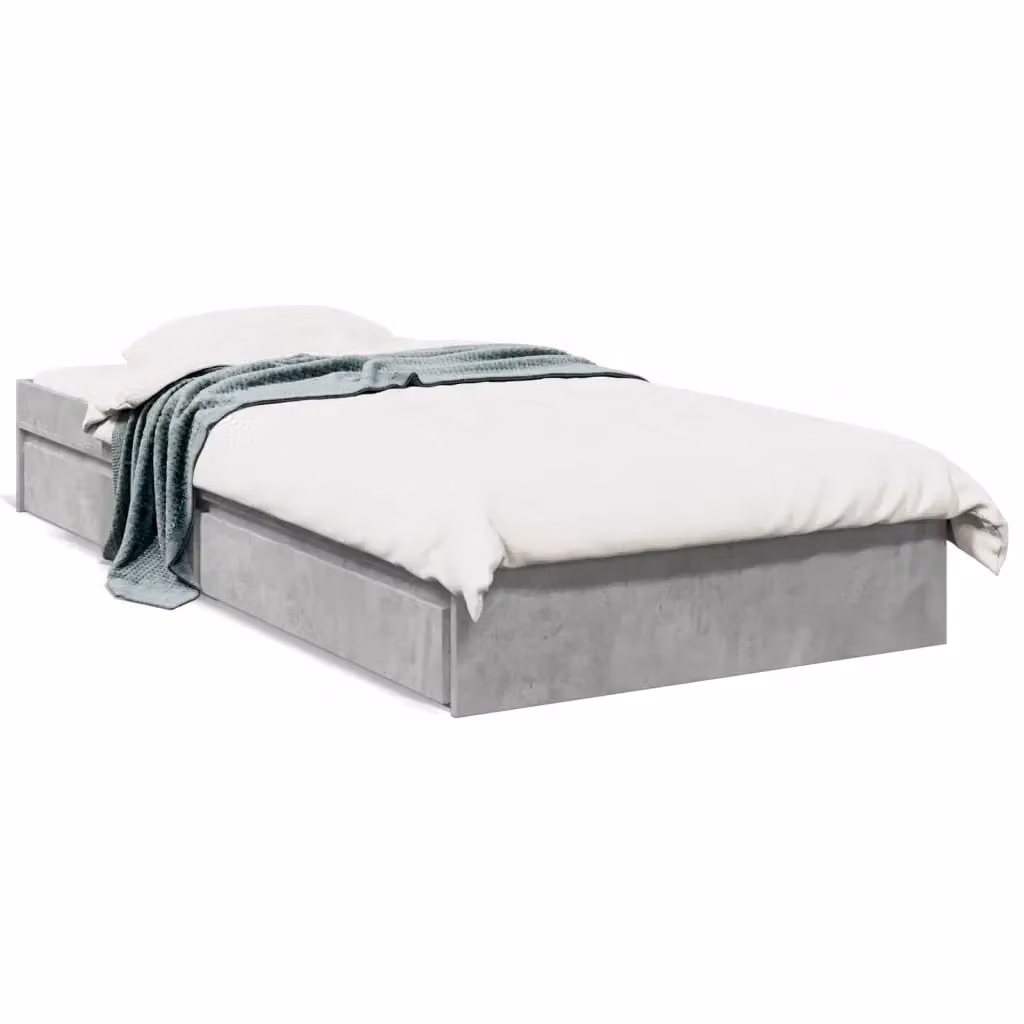 vidaXL Giroletto con Cassetti in Legno Multistrato Grigio 90x190 cm – 2