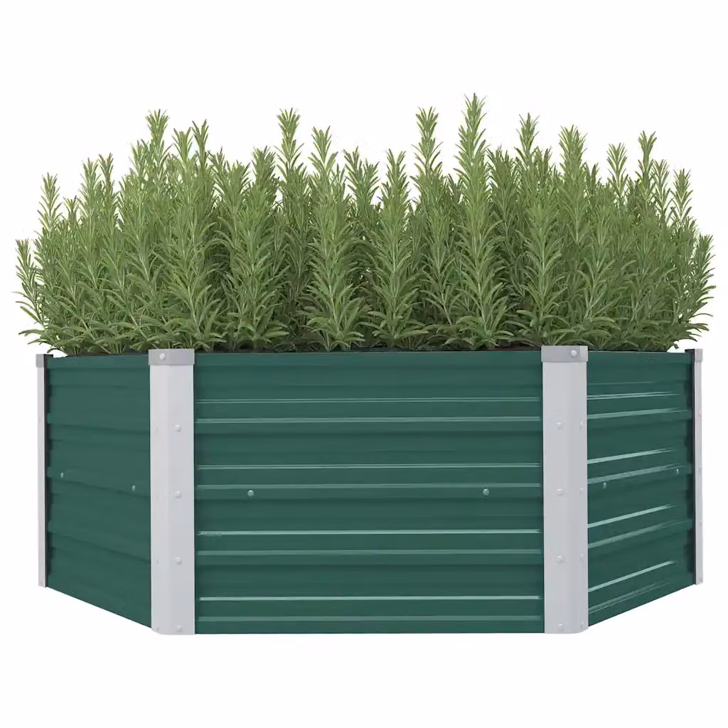 Letto di coltura rialzato vidaXL in acciaio zincato verde L: 129 cm, P: 129 cm, H: 45 cm