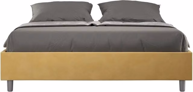 Letto matrimoniale king size con rete imbottito 170x190 microfibra ocra Azelia