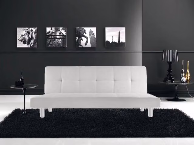 Divano letto 3 posti, reclinabile in ecopelle bianco 180x92cm Sicorage Soffy