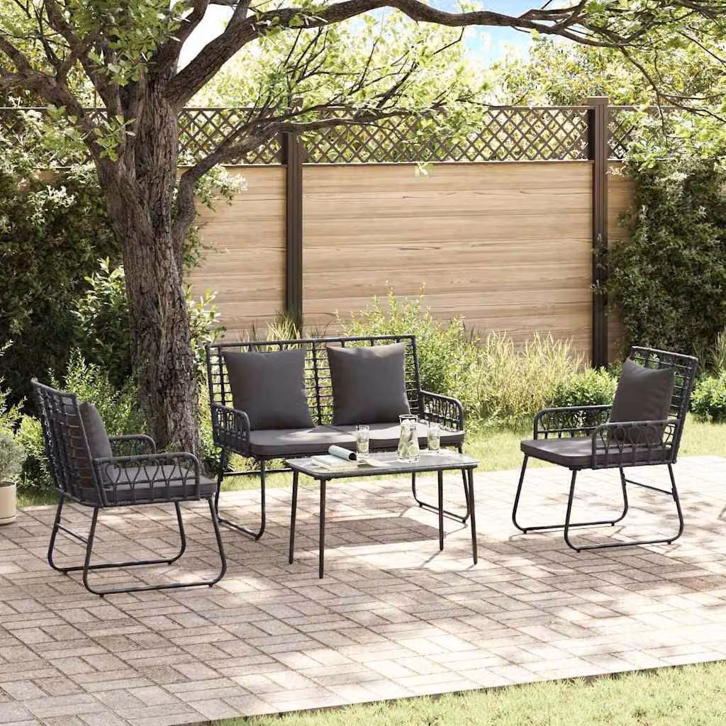 Maison Exclusive - Set da giardino per esterni, composto da 3 pezzi, in rattan sintetico nero e antracite