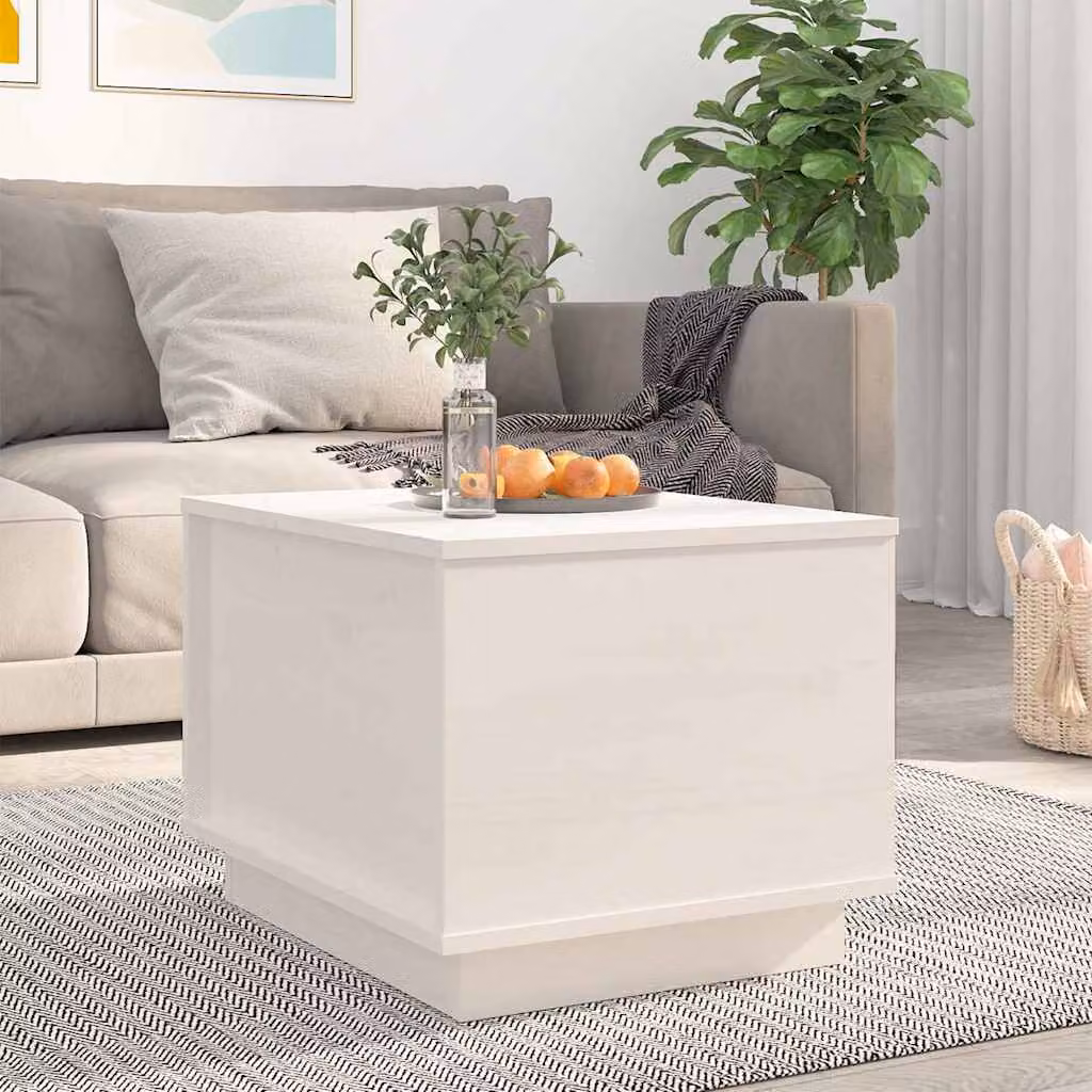 vidaXL Tavolino da Salotto Bianco in Legno di Pino con Meccanismo Sollevabile L: 50 cm, P: 40 cm, H: 35 cm