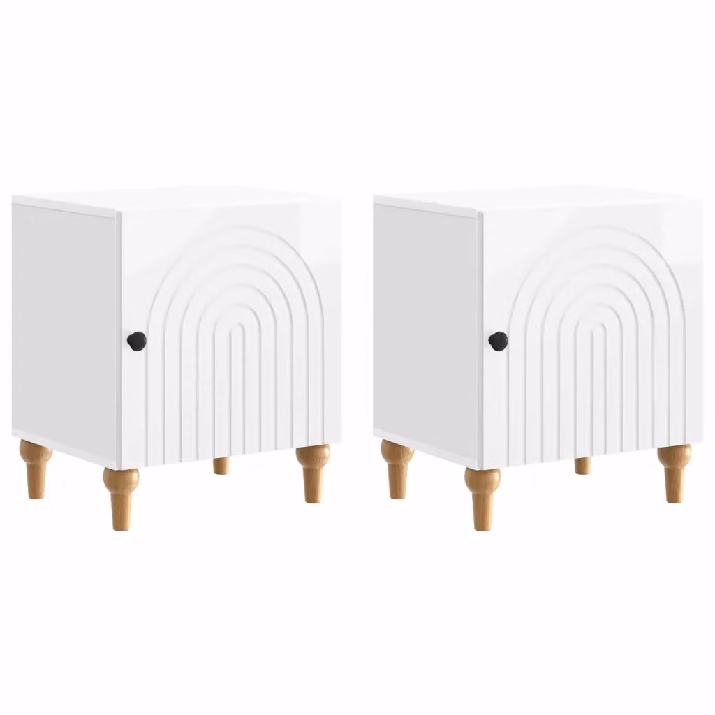 Set di 2 Armadi da Notte vidaXL Bianco Lucido L: 43 cm, P: 34,5 cm, H: 50 cm – 2