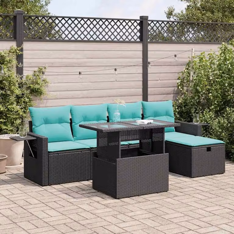 Maison Exclusive - Set Divano da Giardino 6pz con Cuscini Grigio Polyrattan Acacia