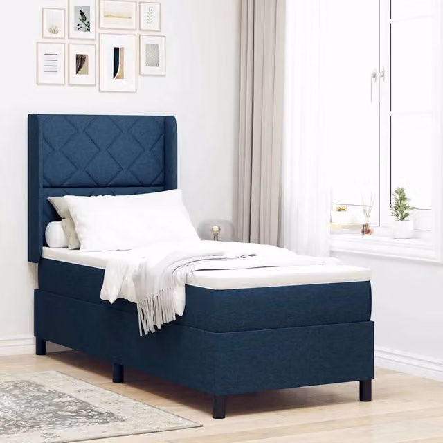 Letto ibrido con testiera e cuscino vidaXL in tessuto blu L/P: 190 x 90 cm – 1