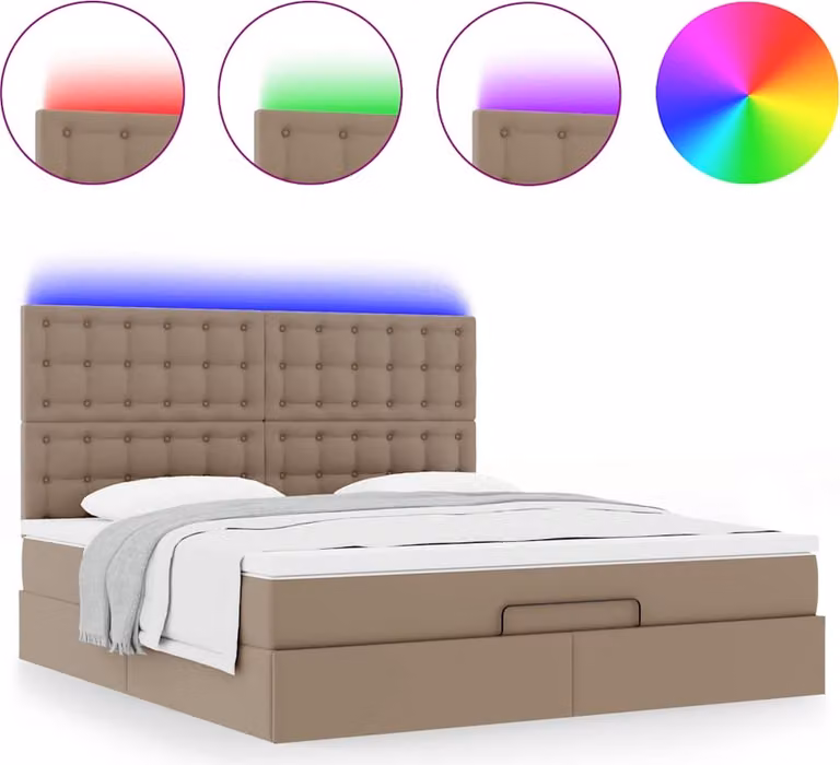 Struttura Letto Pouf con Materasso 180x200 cm Pelle finta