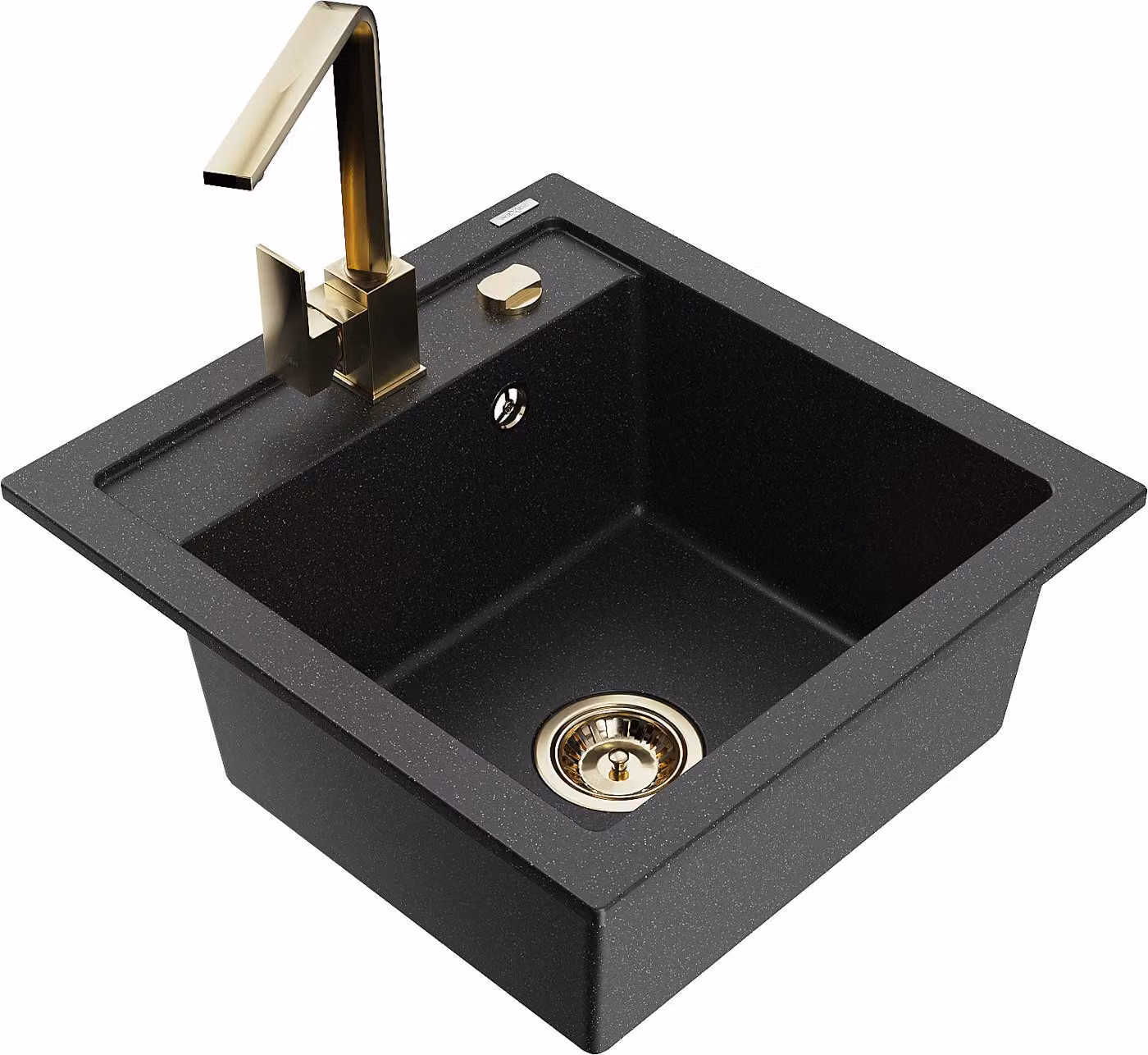 Mexen Vito lavello in granito a 1 vasca con rubinetto da cucina Rita, nero/argento metallizzato - 6503-73-670300-50
