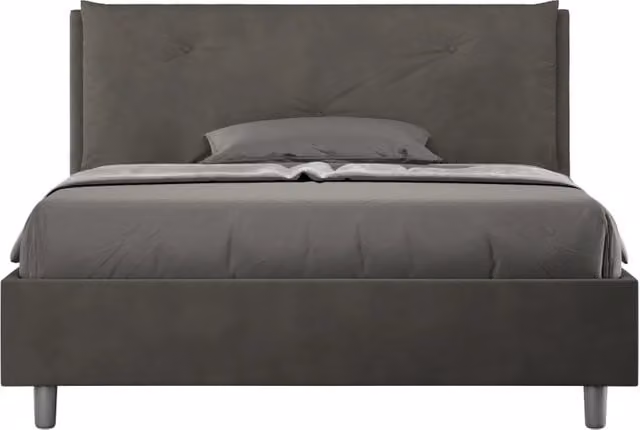 Letto Matrimoniale Francese 140x190 cm Senza Rete Imbottito in Microfibra Appia Large Grigio