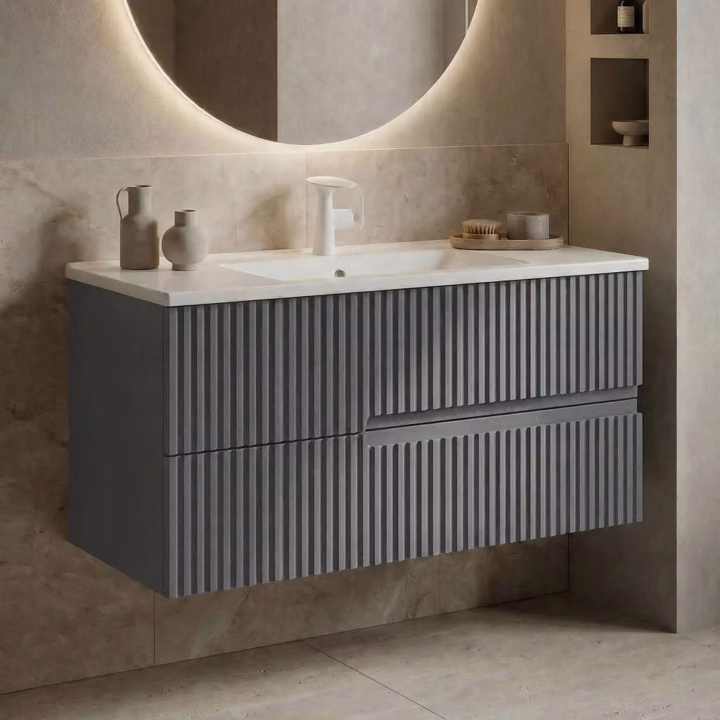 Mobile lavabo Moonlight 90 v2 Hanah Home, Grigio opaco, L: 91 cm, P: 51 cm, H: 51 cm – 2