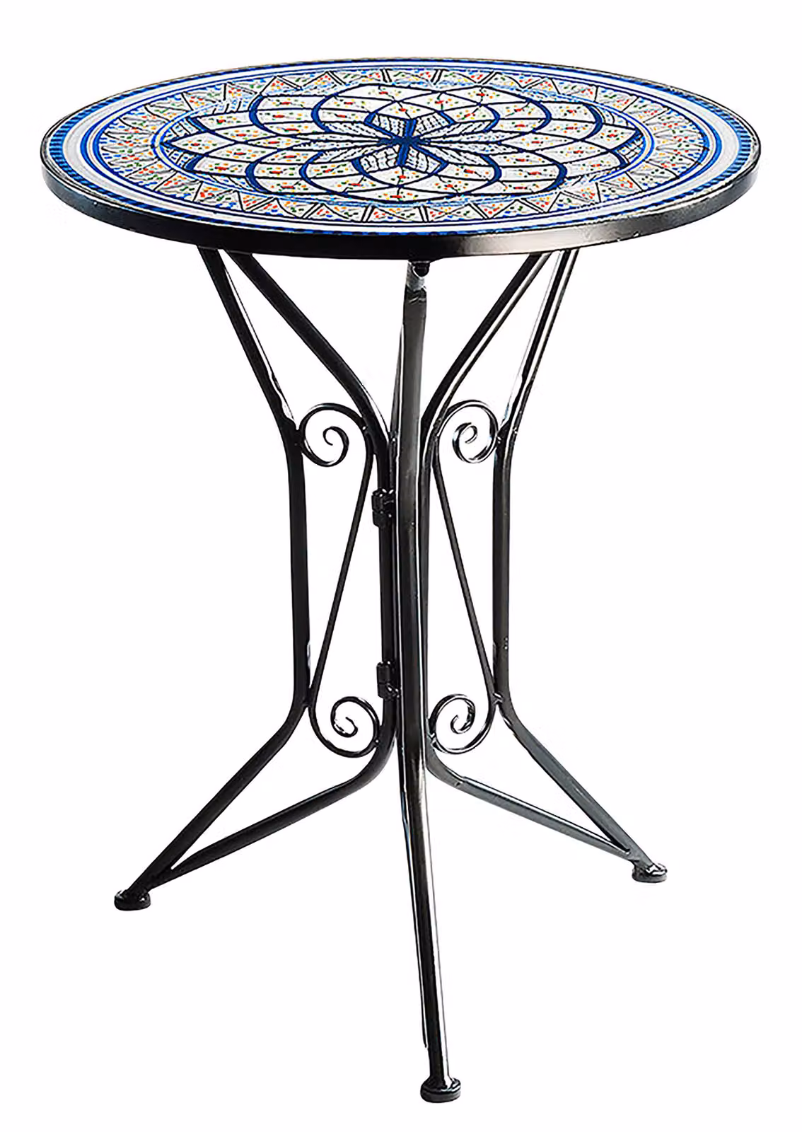 Tavolo da giardino Kobolo con piano altezza 68 cm diametro 55 cm - mediterraneo a mosaico rotondo in metallo pieghevole da giardino tavolo da patio arredo balcone