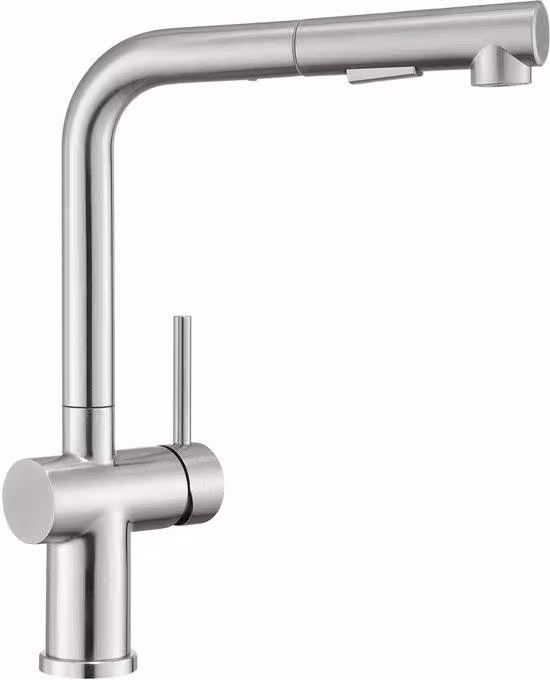 Miscelatore da cucina Ibbenzoa® in acciaio inossidabile 304 (spazzolato) – con doccetta estraibile, 2 tipi di getto, girevole a 360°, cartuccia in Vetroceramica, bocchetta di erogazione di 296 mm, altezza 334 mm, diametro foro 33–38 mm