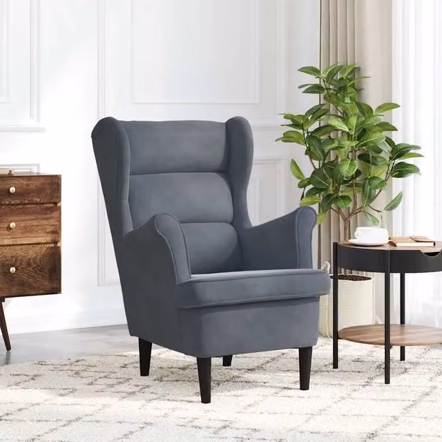 Poltrona-Divano Sedia-Poltroncina Grigio Scuro Velluto 418108