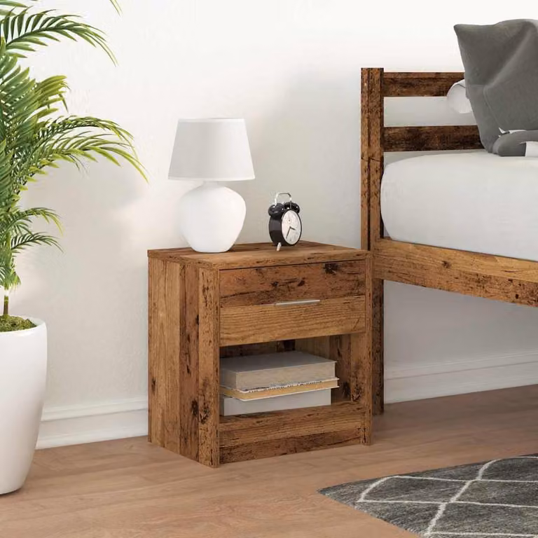 vidaXL Comodino sospeso in legno e MDF stile classico, marrone e grigio, L: 39 cm, P: 28 cm, H: 41 cm