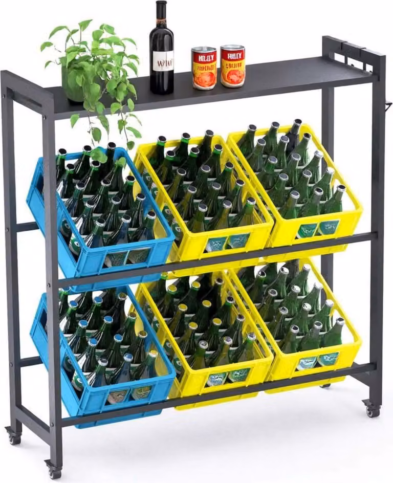 DanDiBo Portacasse per bevande 6 casse con vano portaoggetti Ruote Ganci Metallo Nero 96653 Portacasse per bevande Portacasse Portacasse per bevande Contenitore