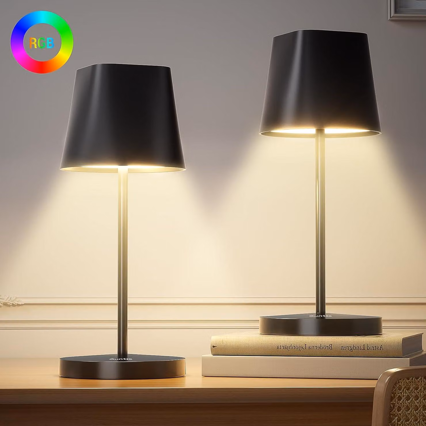 Lampade da tavolo a LED senza fili per la scrivania, con sensore tattile, set da 2 pezzi, 24,5 cm