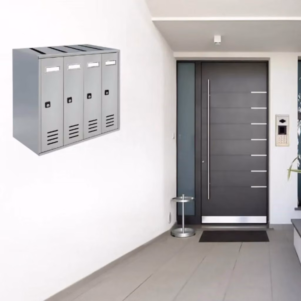 Cassette Postali Condominiali ALUBOX CUBO 4 Posti in Lamiera Zincata Argento RAL 9006 L/P/H: 38,5 x 43 x 25 cm – 2