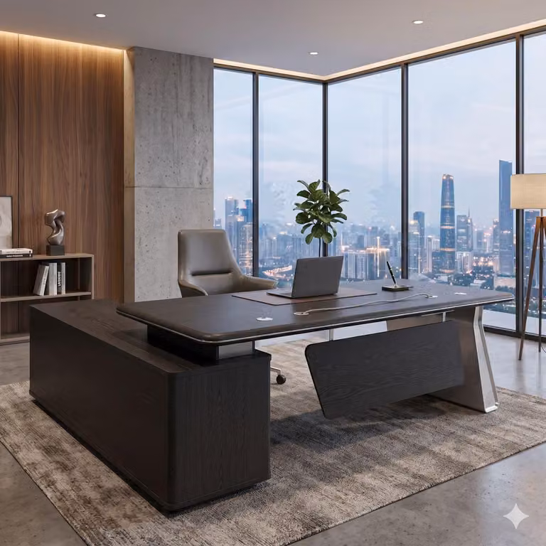 Scrivania da ufficio angolare Porto, nera, 220x180x75, mobili per ufficio
